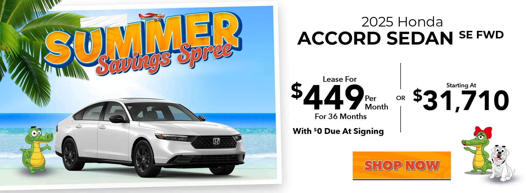 2025 Honda Accord Sedan SE FWD Lease For $449 Per Month For 36 Months With $0 Due At Signing Starting At $31,710