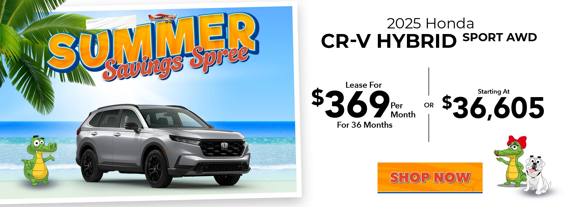 2025 Honda CR-V Hybrid Sport AWD Lease For $369 Per Month For 36 Months Starting At $36,605