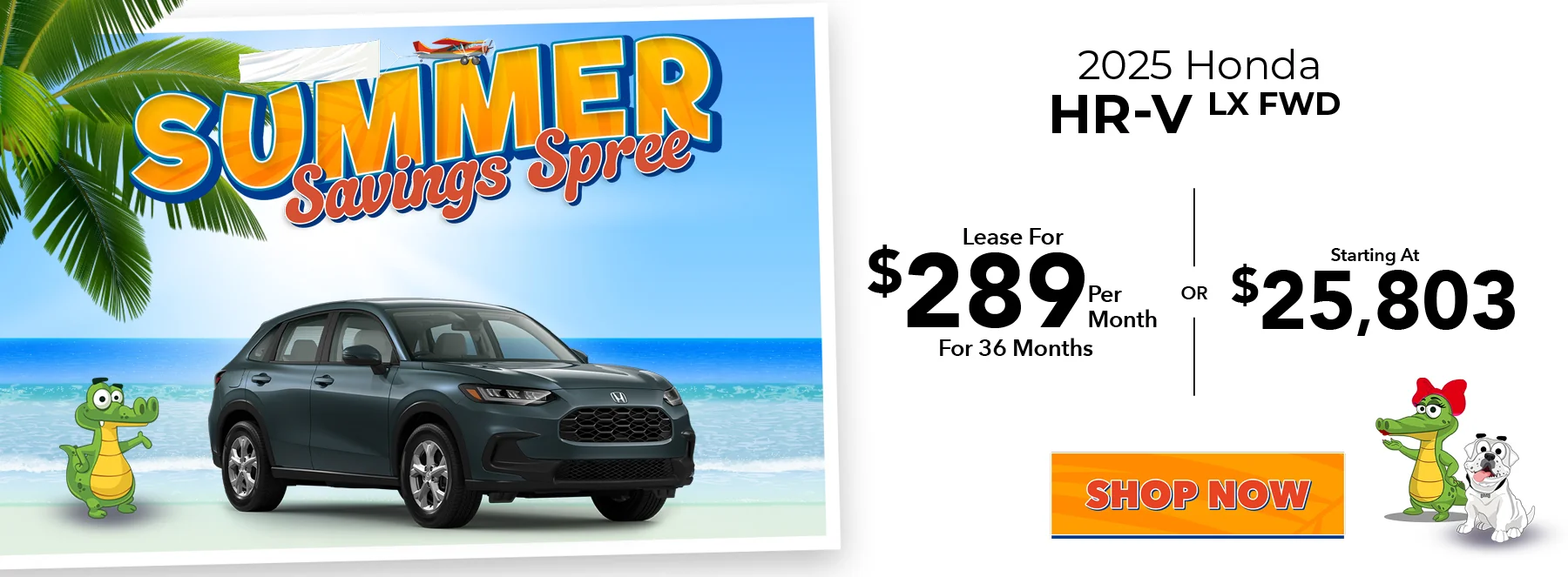 2025 Honda HR-V LX FWD Lease For $289 Per Month For 36 Months Starting At $25,803