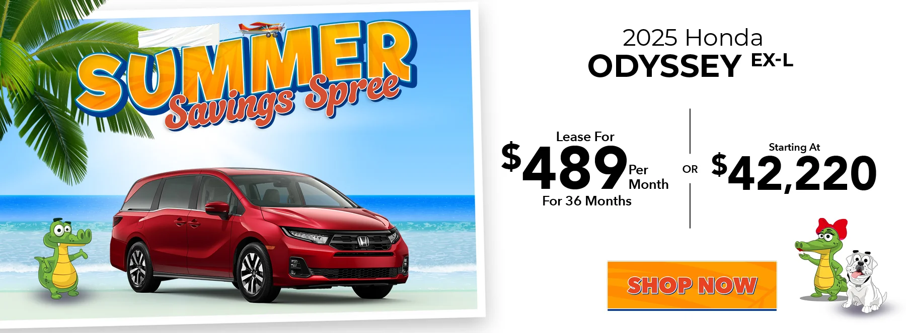 2025 Honda Odyssey EX-L Lease For $489 Per Month For 36 Months Starting At $42,220