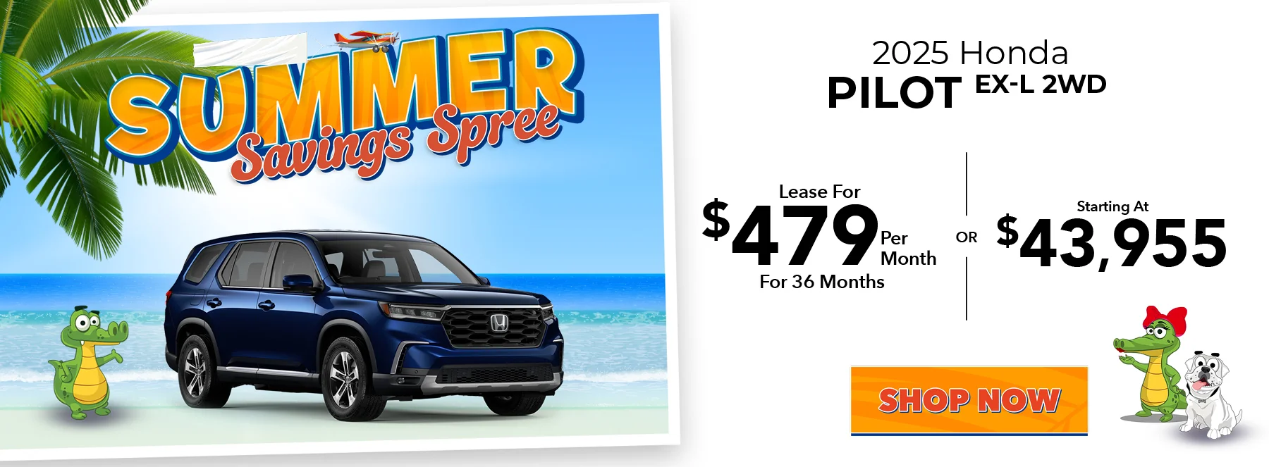 2025 Honda Pilot EX-L 2WD Lease For $479 Per Month For 36 Months Starting At $43,955