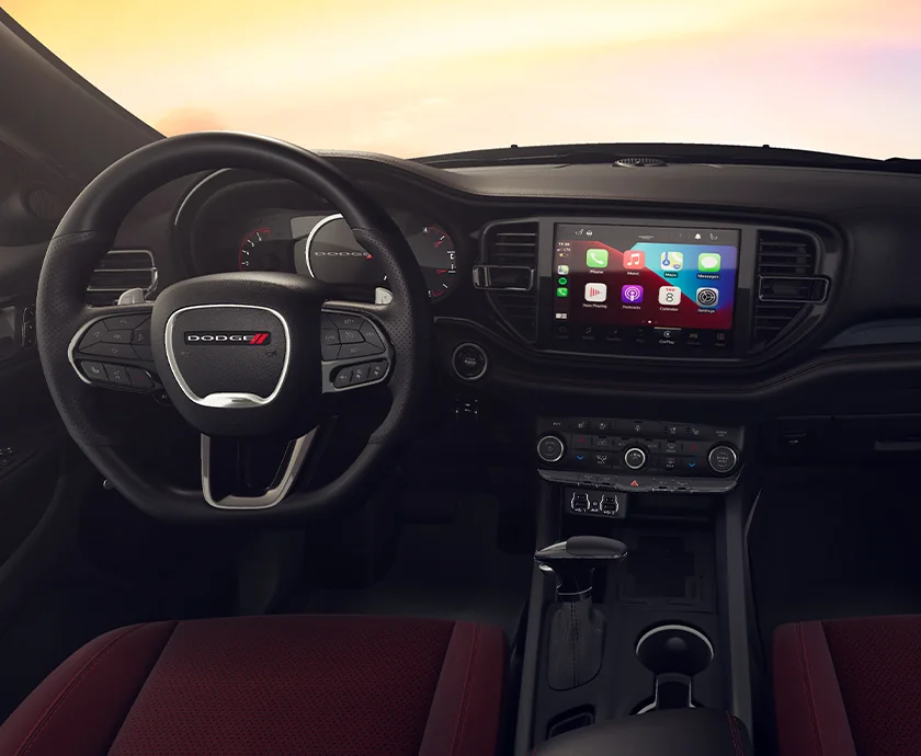 Interior view of a 2026 Dodge Durango, showcasing the dashboard and modern design features.