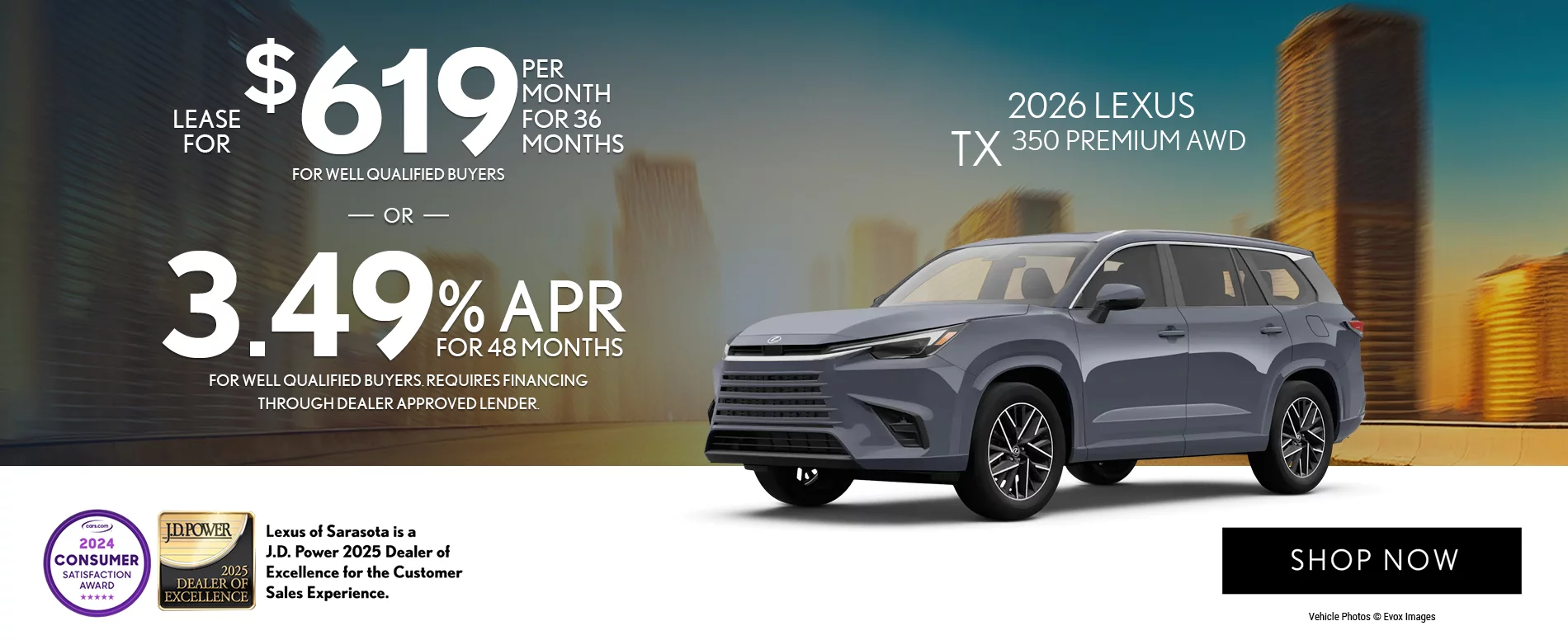 2026 Lexus TX 350 Premium AWD Lease For $619 Per Month For 36 Months For Well Qualified Buyers – OR – 3.49% APR For Up To 48 Months For Well Qualified Buyers Requires Financing Through Dealer Approved Lender