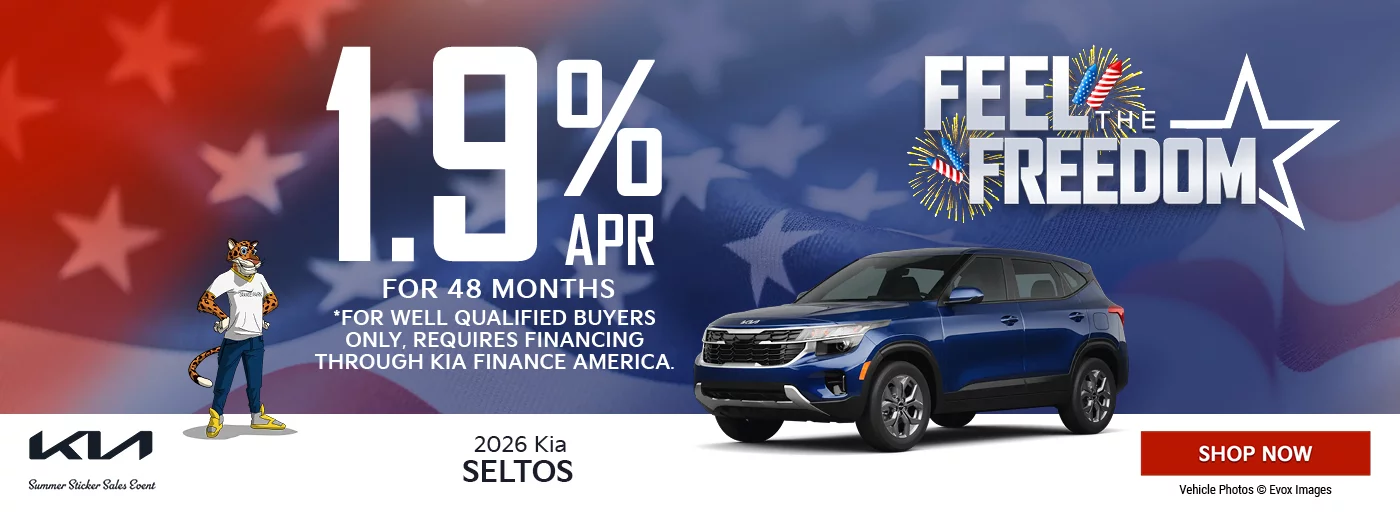 2026 Kia Seltos 1.9% APR For 48 Months *For well qualified buyers only, requires financing through Kia Finance America.