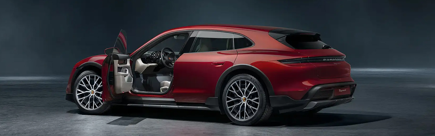 Porsche Taycan red sideview