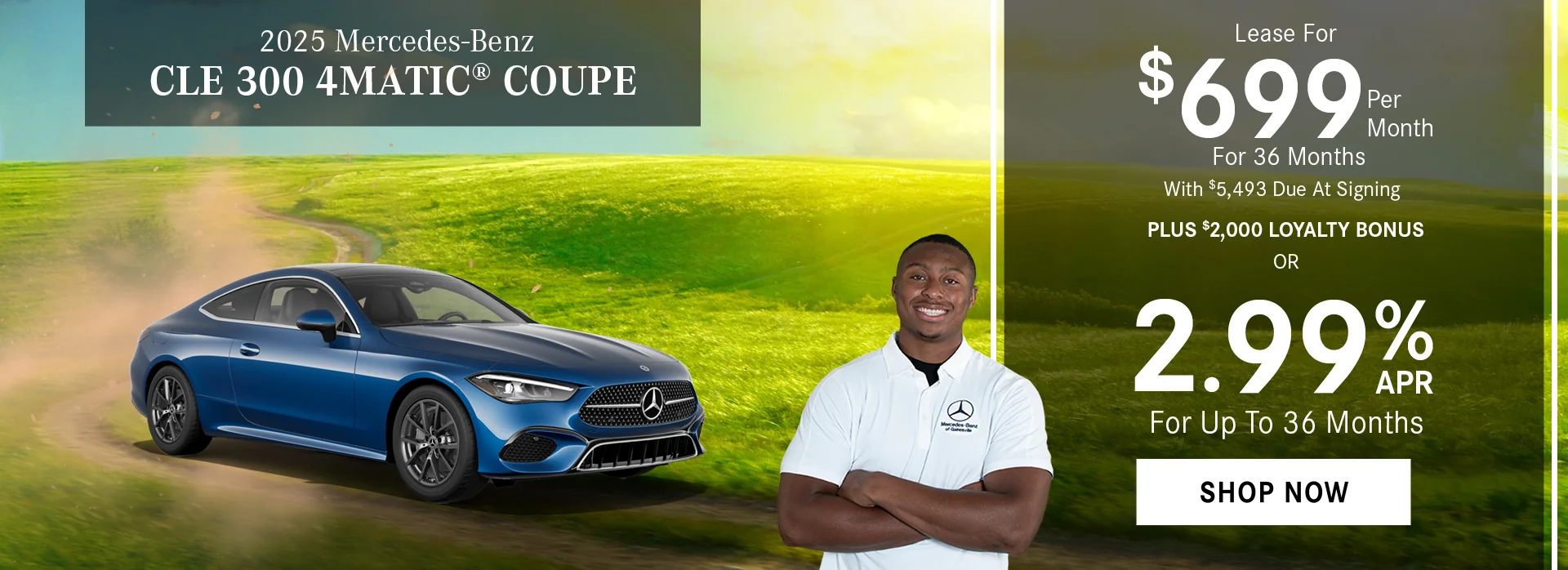 2025 Mercedes-Benz CLE 300 4MATIC® Coupe   2.99% APR For Up To 36 Months    - OR -    Lease For $699/Month For 36 Months With $5,493 Due at Signing + $2,000 Loyalty Bonus 