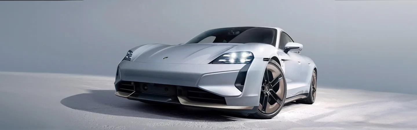 2024 Porsche Taycan Specs sliver color and front view