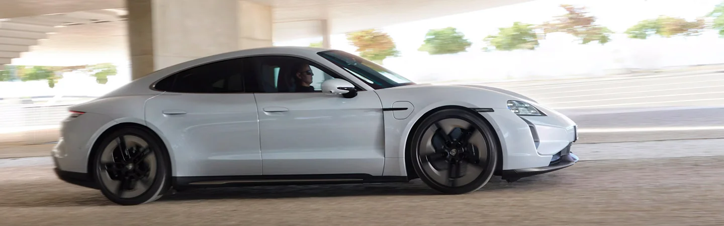 2024 Porsche Taycan Specs sliver color and side view