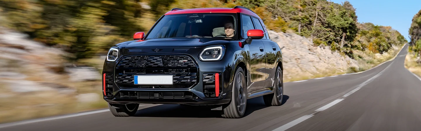 2025 MINI Cooper JCW Specs black color and front view