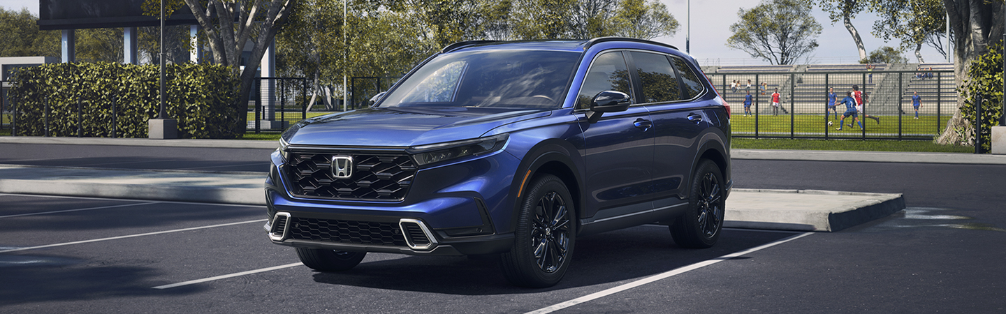 2024 Honda CR-V Hybrid Specs  front side in blue colour 