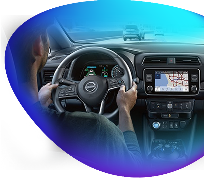 Intior of driver seat of a EV