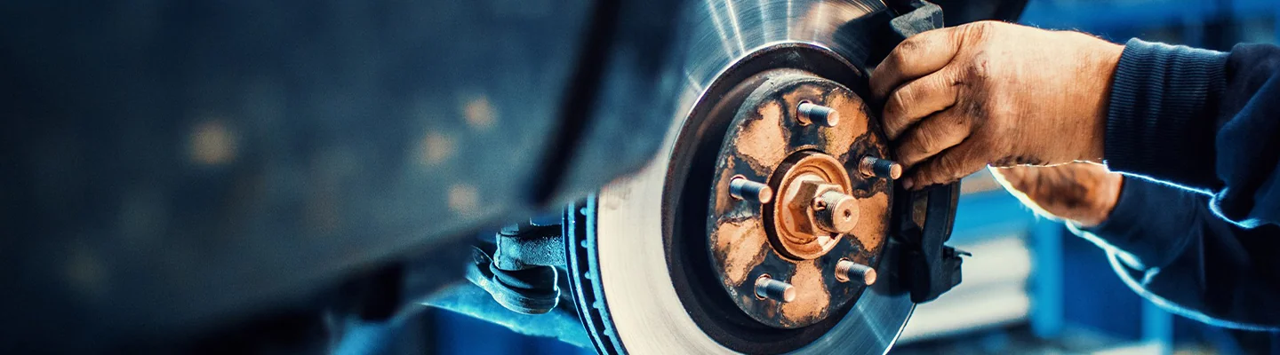 View of Brakes with tire off on lift