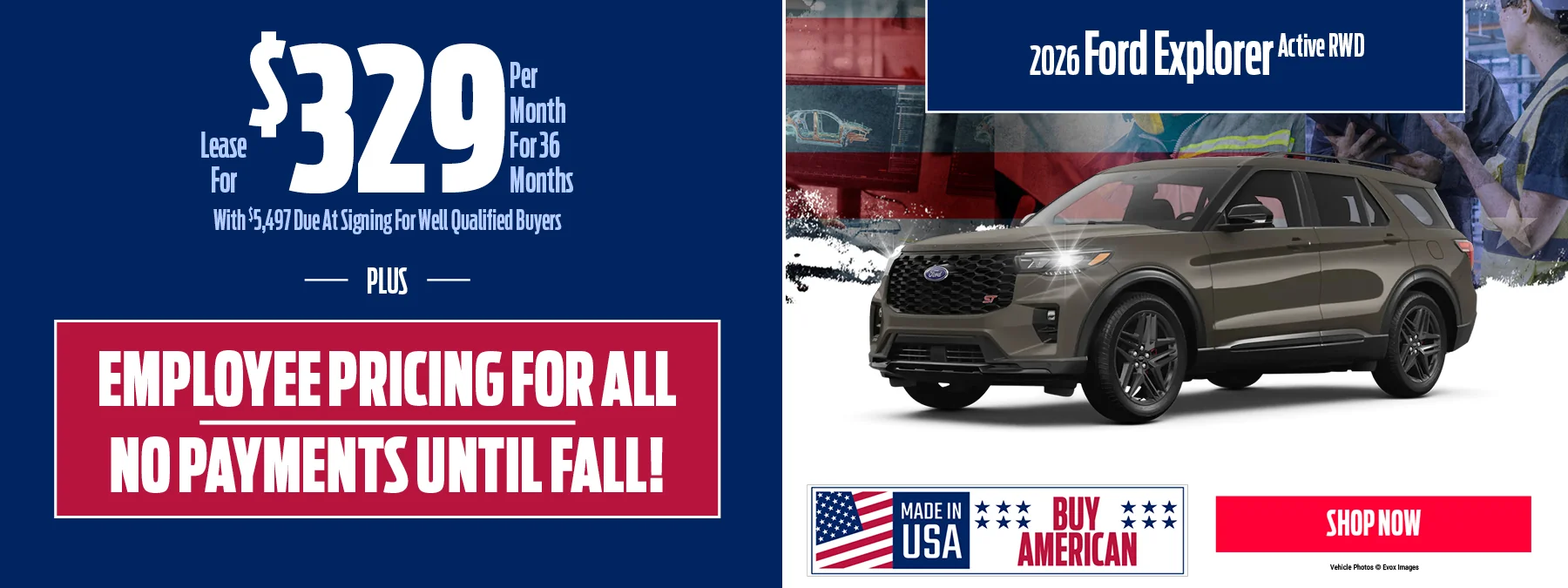 2026 Ford Explorer Active RWD Up to $7,100 Off MSRP  Plus 0 Payments for Up To 6 Months