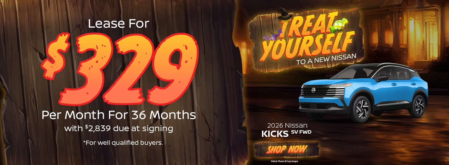 2026 Nissan Kicks SV FWD Lease For $329 Per Month For 36 Months with $2,839 due at signing *For well-qualified buyers.