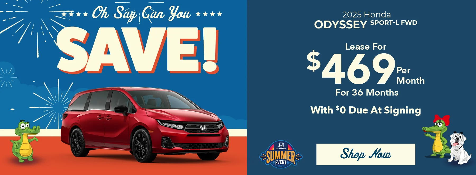 2025 Honda Odyssey Sport-L FWD Lease For $469 Per Month For 36 Months With $0 Due At Signing