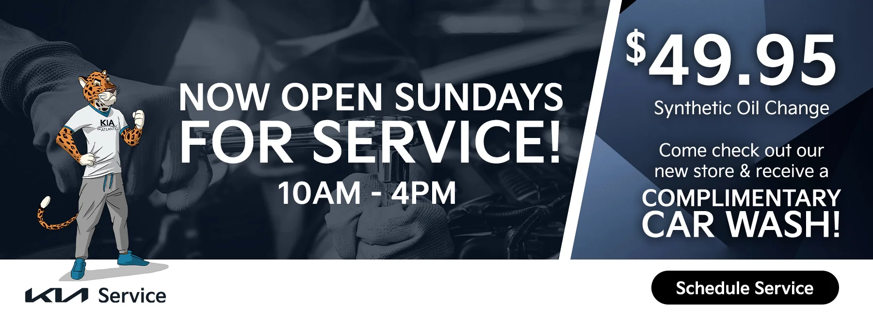 Now Open Sundays For Service 10AM-4PM. $49.95 Synthetic Oil Change. Come Check Out Our New Store & Receive A Complimentary Car Wash!