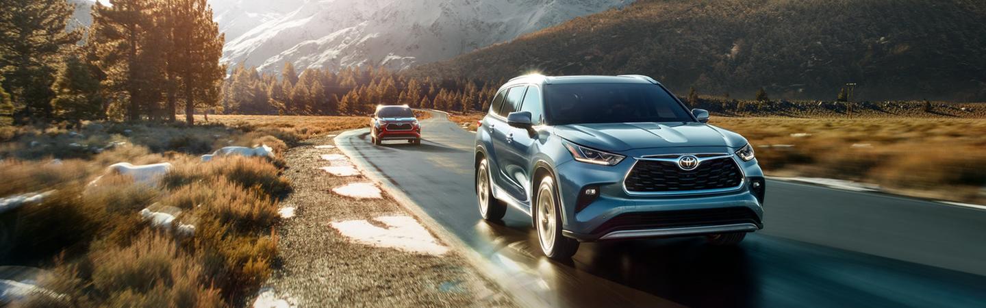 Driving 2021 Toyota Highlander on the road