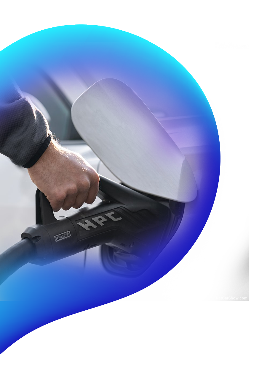 Side view of EV driving