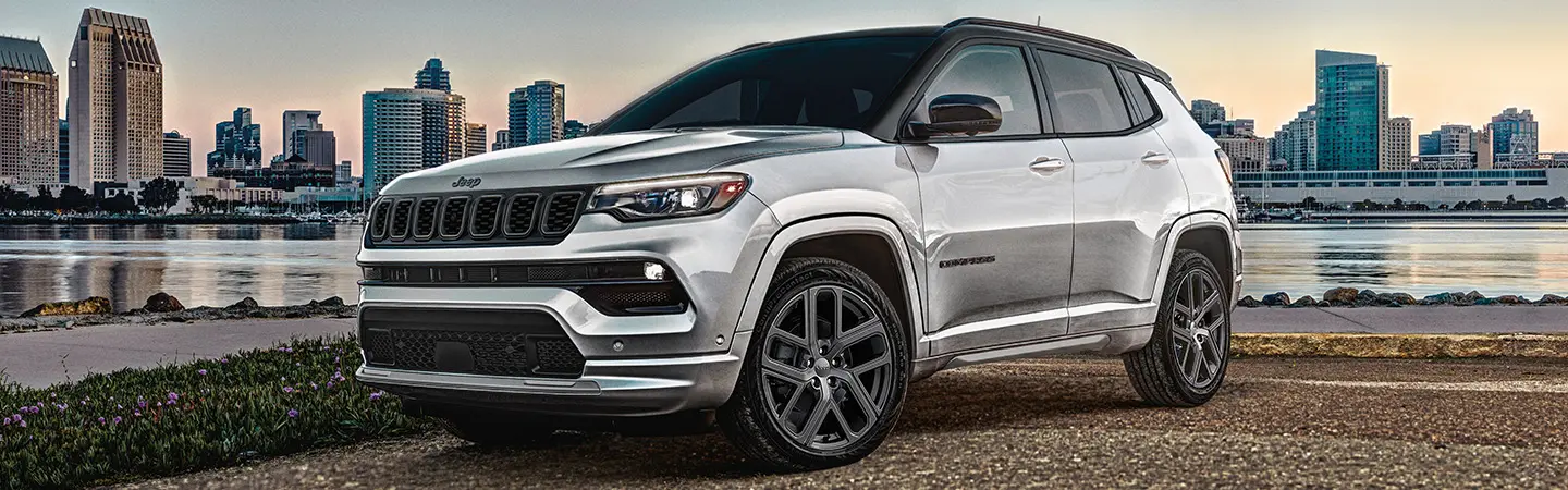 2024 Jeep Compass Specs white color and front view