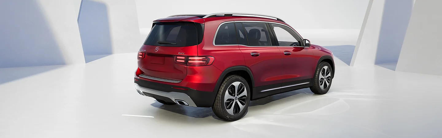 Rear view of the 2025 Mercedes-Benz GLB in a studio setting