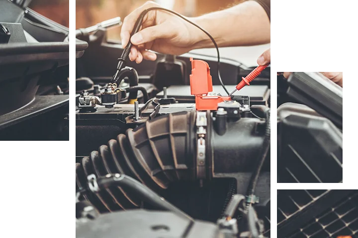 Mechanic checking vehicle engine