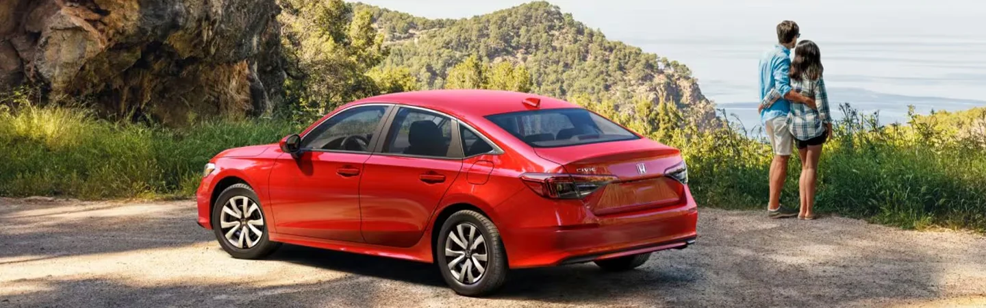 2025 Honda Civic Specs side back in red 