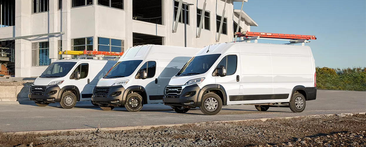 Lineup of Ram ProMaster cargo vans