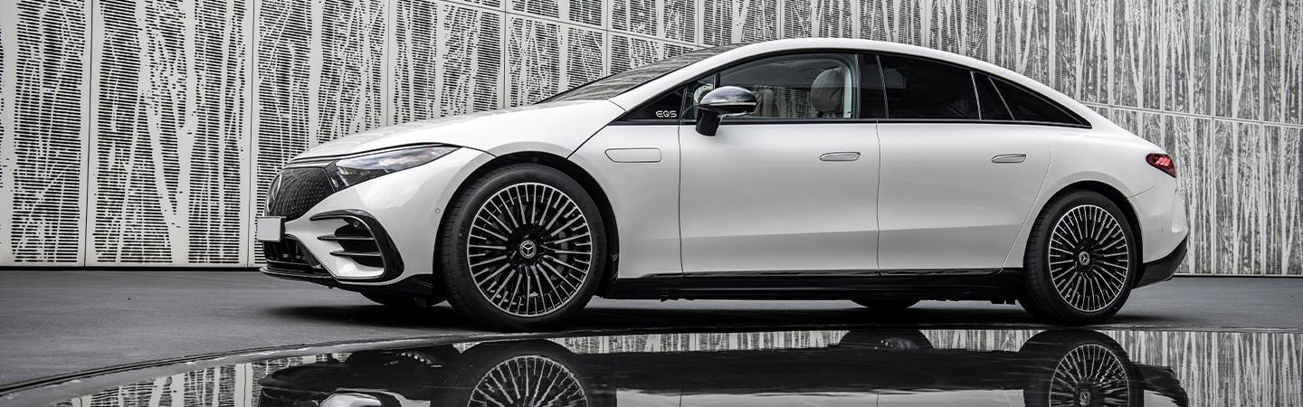 Side view of White EQS Sedan 