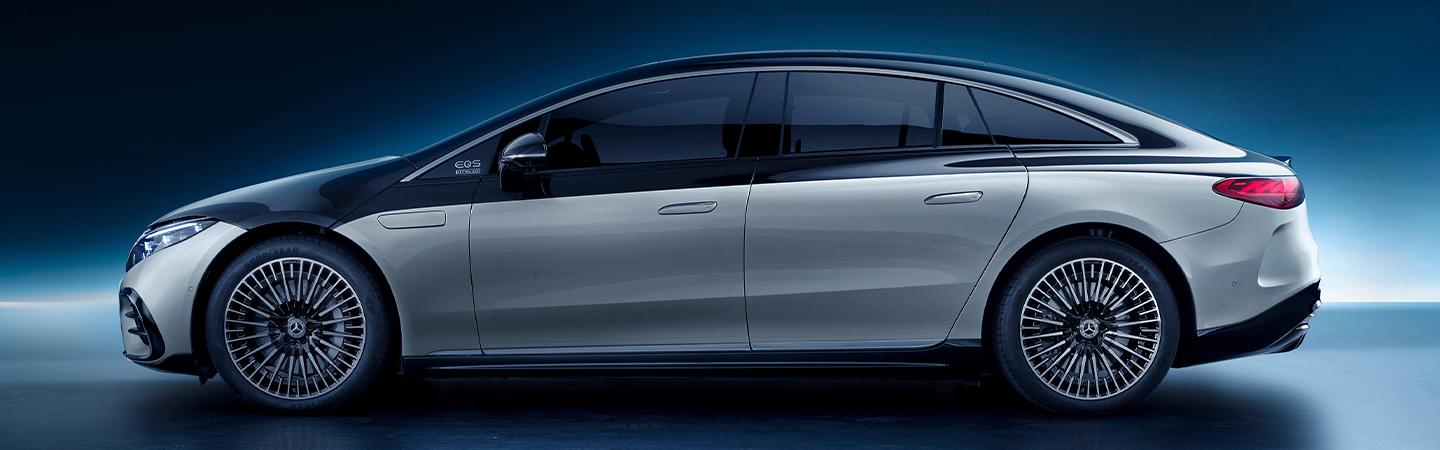 Side view of White EQS Sedan