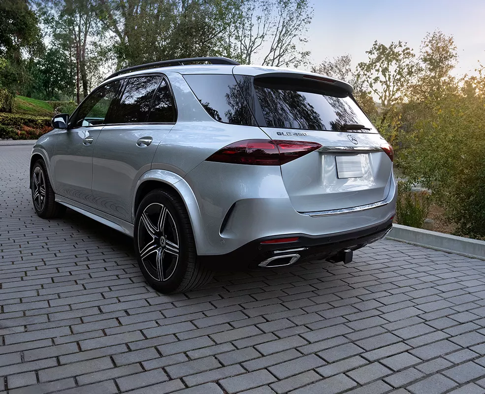 Back view of a parked 2027 Mercedes-Benz GLE in a driveway