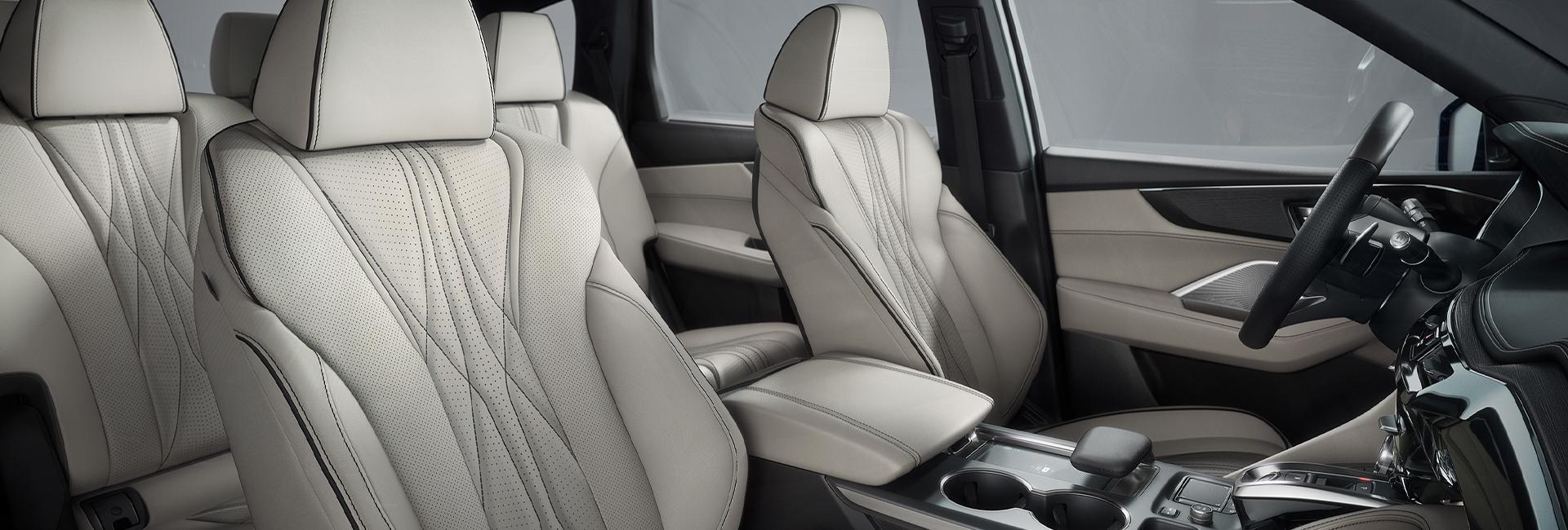 Close up view of an Acura MDX’s interior and seating
