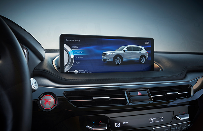 Close up view of an Acura MDX’s center display
