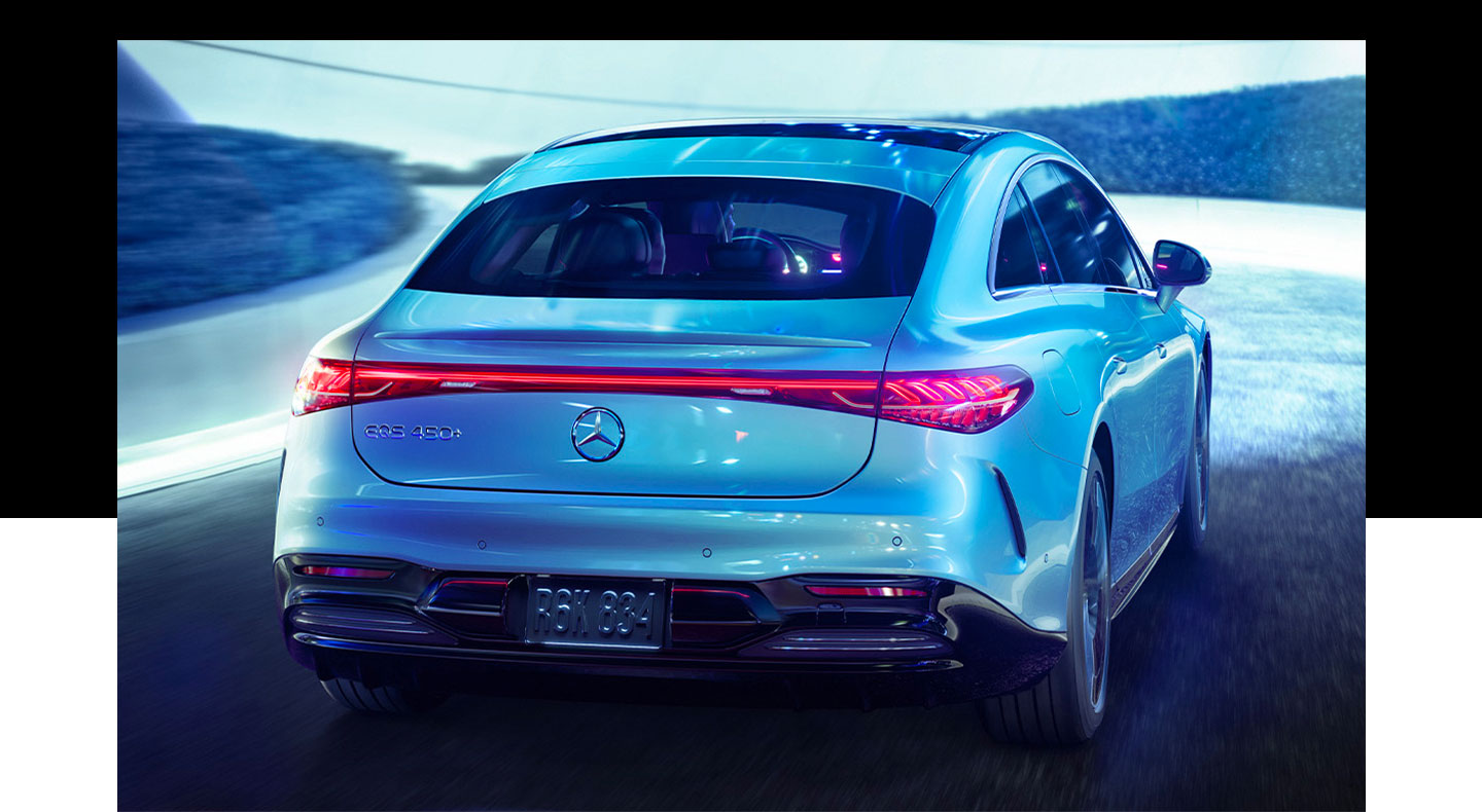 rear shot of Mercedes-Benz electric vehicle