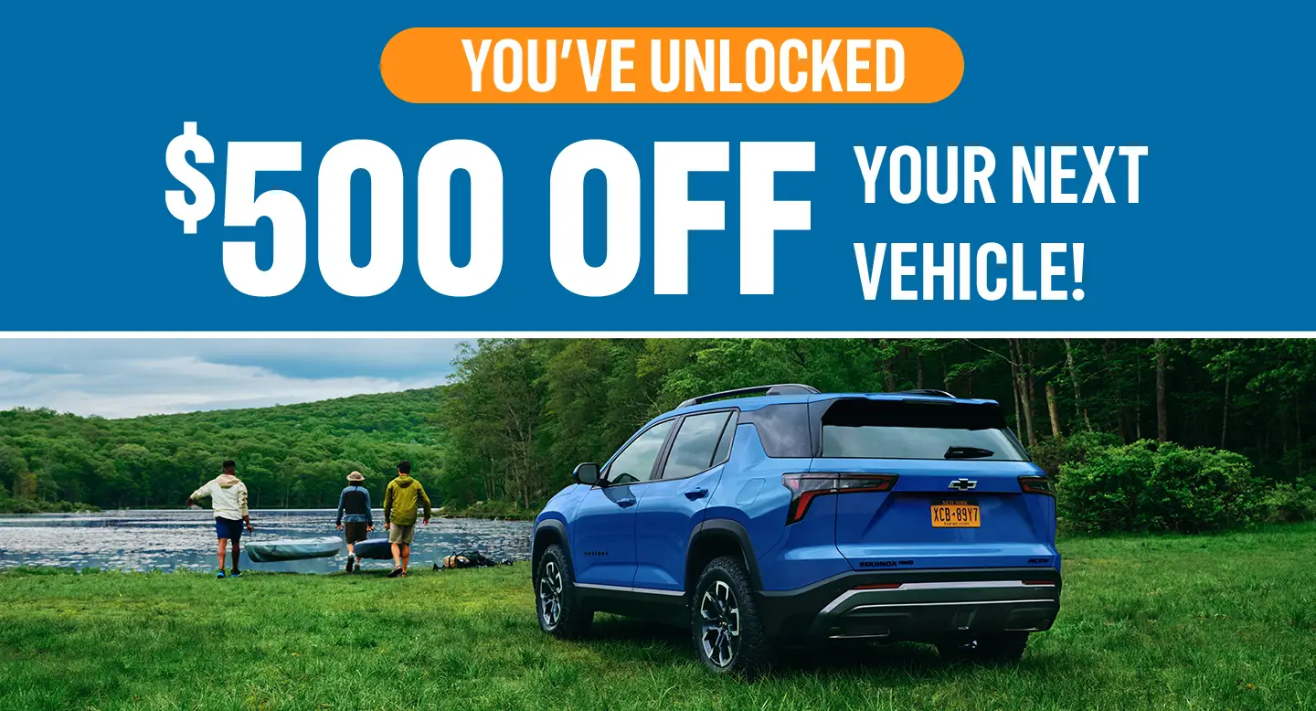 you've unlocked 500 USD off your next vehicle
