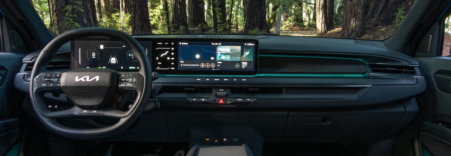 Interior view of the dashboard of a 2024 Kia EV9