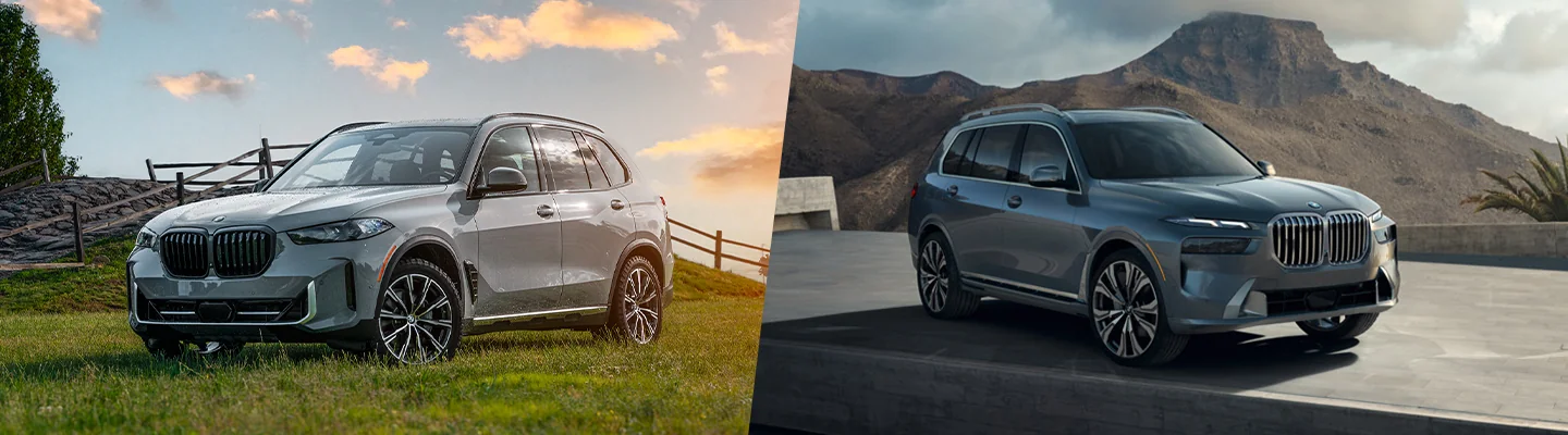 Side by side photos of a BMW X5 and a BMW X7