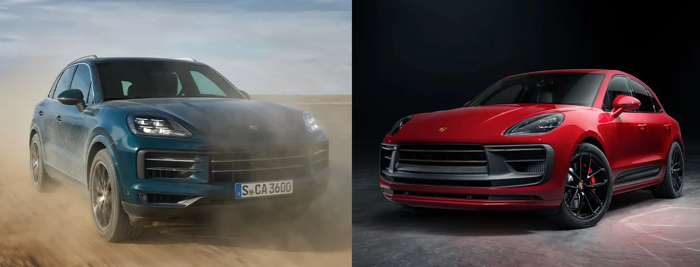 2024 Porsche Cayenne and 2024 Porsche Macan side by side