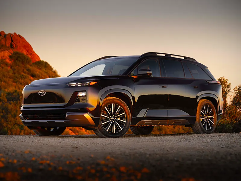 dark colored 2027 Subaru Getaway on road