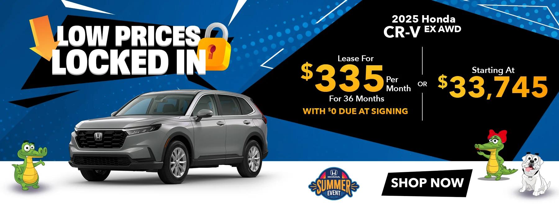 Low Prices Locked In - 2025 Honda CR-V EX AWD Lease For $335 Per Month For 36 Months With $0 Due at Signing Starting At $33,745