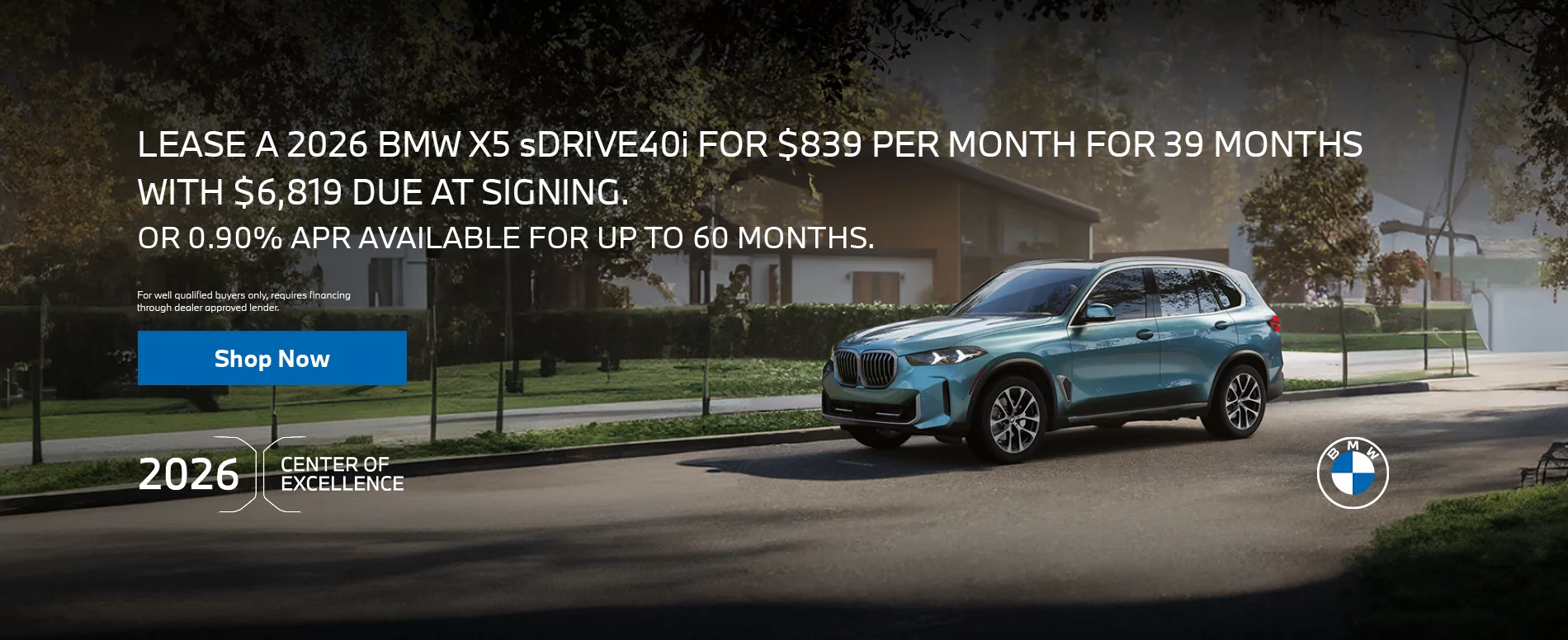 2026 BMW X5 sDRIVE40i LEASE FOR $839 PER MONTH FOR 39 MONTHS WITH $6,819 DUE AT SIGNING. OR 0.90% APR FOR UP T0 60 MONTHS.