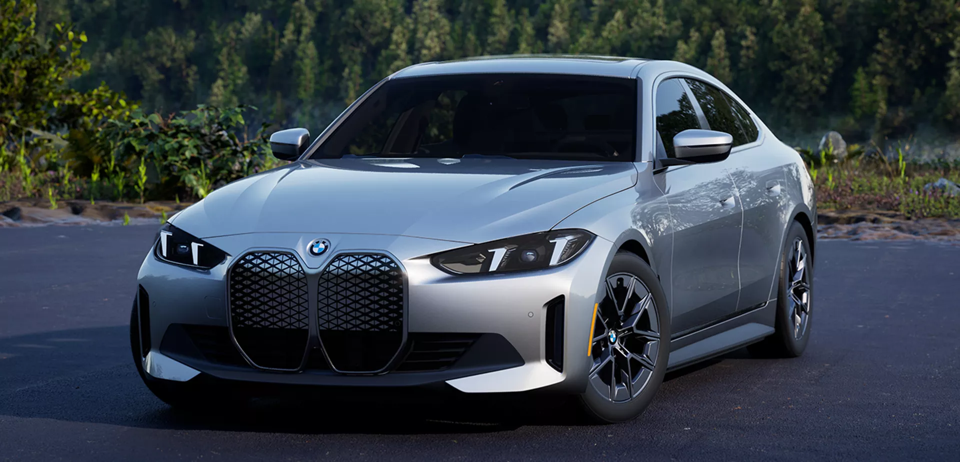 front view of a silver 2026 BMW i4
