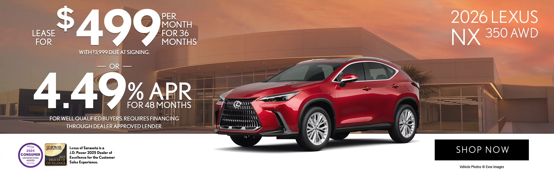 2026 Lexus NX 350 AWD  Lease For $499 Per Month For 36 Months for $3,999 Due at Signing. OR 4.49 APR For Up To 48 Months.  For Well Qualified Buyers Requires Financing Through Dealer Approved Lender