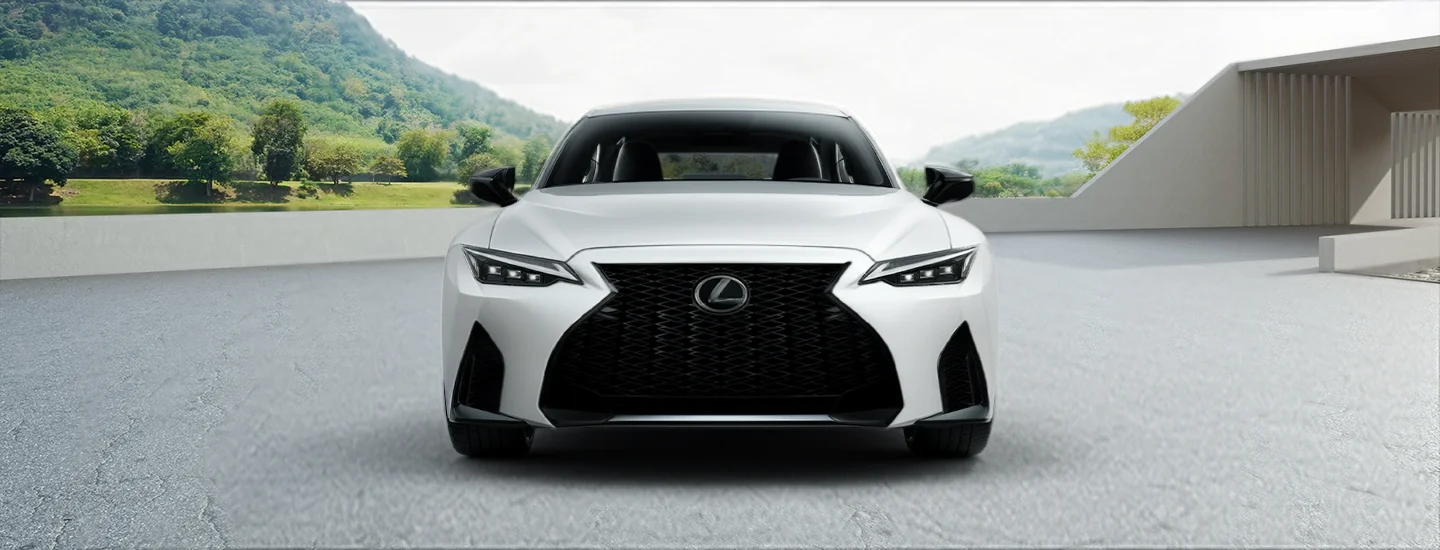 front view of a white 2025 Lexus IS