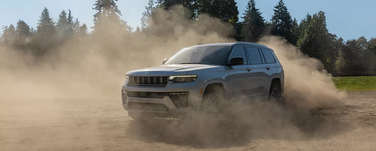 Jeep vehicle driving off road