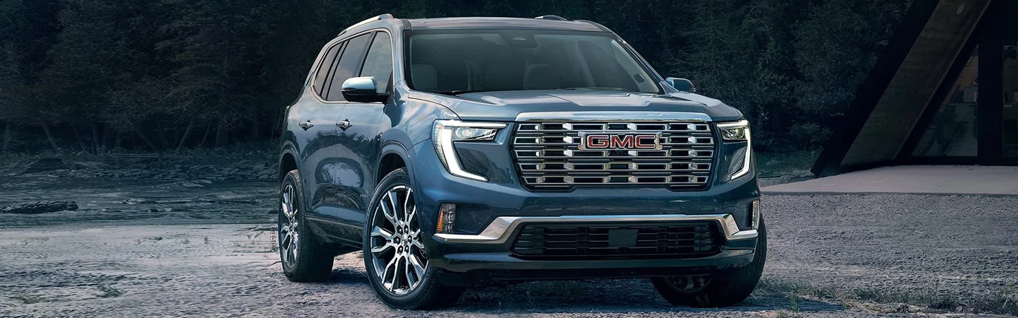 2024 GMC Acadia Denali front side in blue 