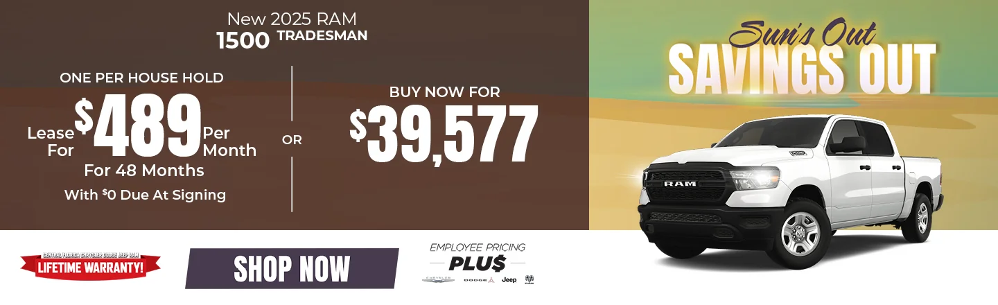 2025 RAM 1500 Tradesman LEASE: Lease For $489 Per month For 39 Months With $0 Due At Signing  PURCHASE: MSRP: $47,350 –  BUY NOW FOR $39,577