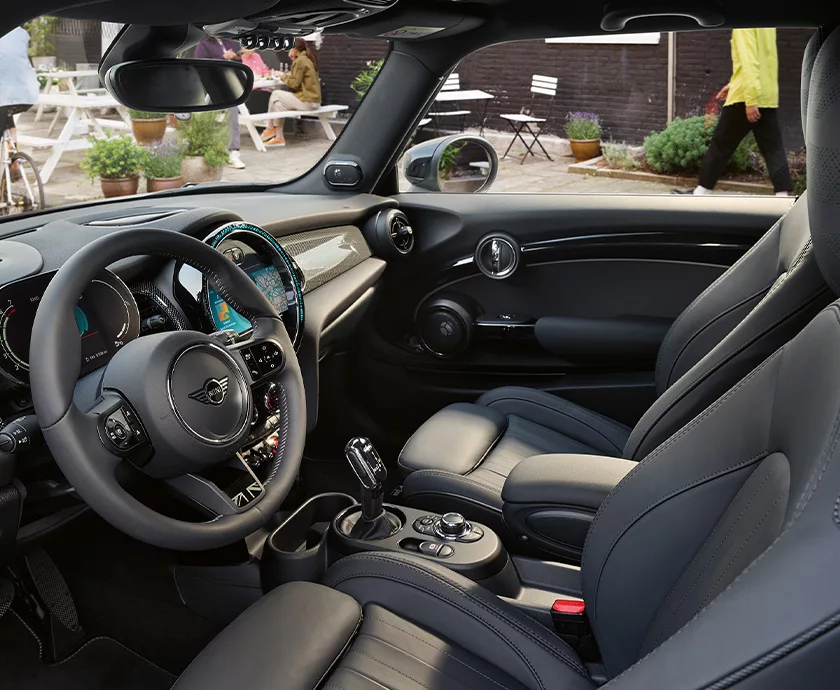 Vehicle interior showing the front seating area