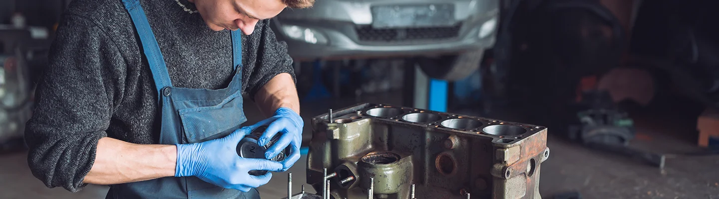 tech rebuilding an engine