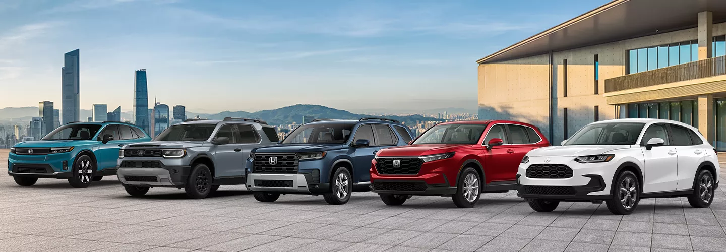 Lineup of Honda vehicles