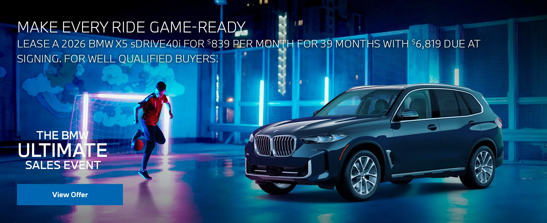 LEASE A 2026 BMW X5 sDRIVE40i FOR $839 PER MONTH FOR 39 MONTHS WITH $6,819 DUE AT SIGNING. FOR WELL-QUALIFIED BUYERS. PLUS, QUALIFIED BUYERS RECEIVE $2,000 LOYALTY CREDIT OFF MSRP.